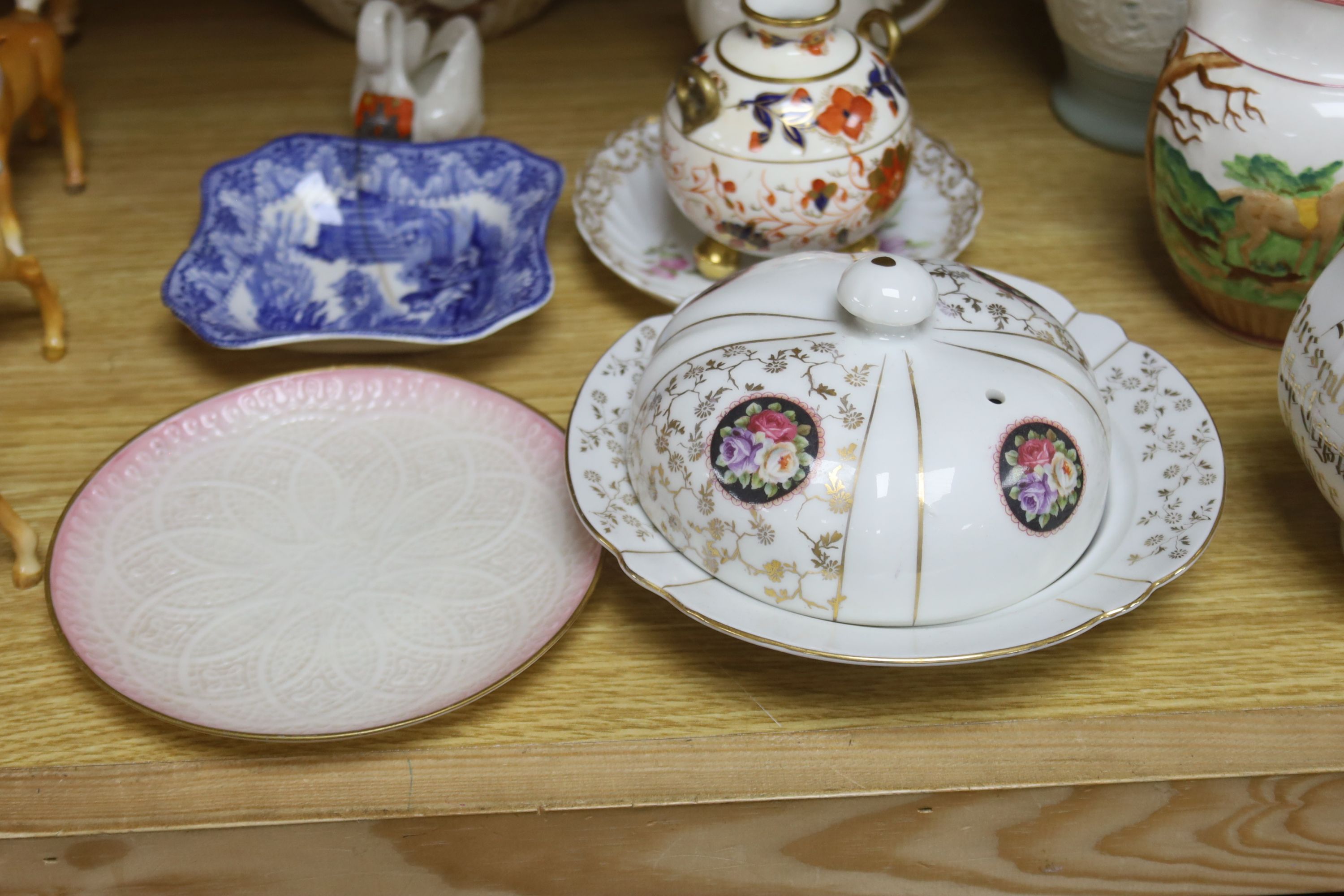 A Doulton biscuit barrel and other tableware